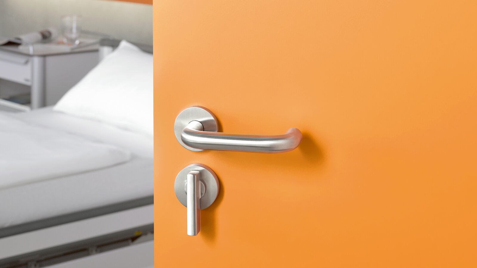 HEWI door handle 111 stainless steel Stainless steel door handle with extended free/occupied bolt