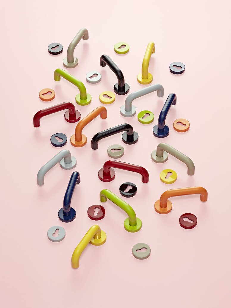 HEWI Lever handle Artistic exhibition of 16 door handles and key rosettes