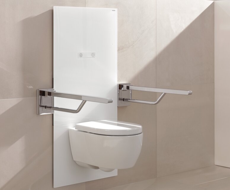 HEWI WC-module s50 In hoogte verstelbare WC-module met opklapbare steungreep