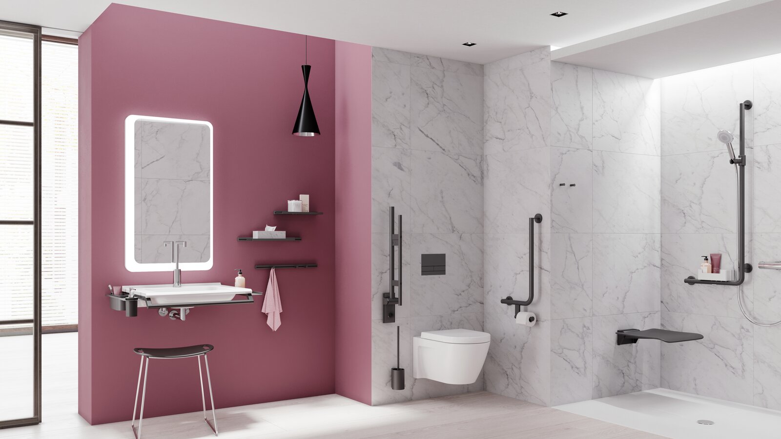 HEWI badkamersysteem 900 Barrièrevrije hotelkamer