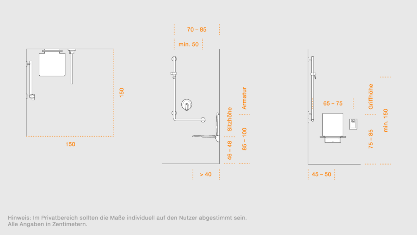 HEWI planningshulp - Douche Planningshulp voor de douche