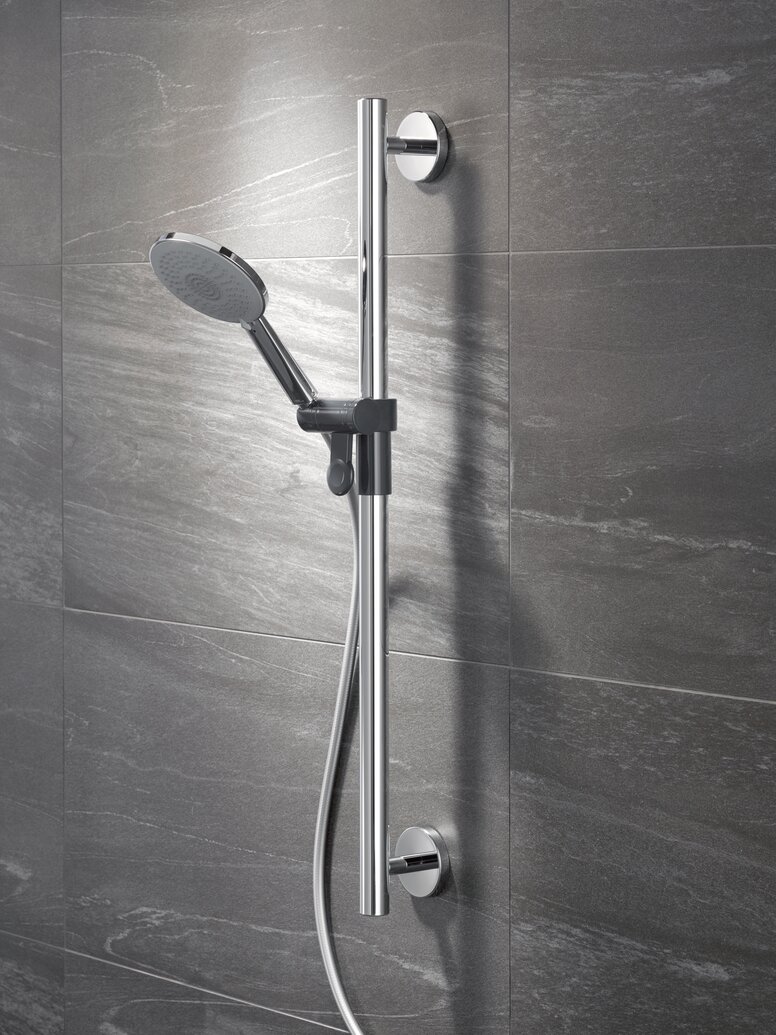 Barre de support de douche HEWI WARM TOUCH Barre de support de douche avec en polyamide avec finition chromée